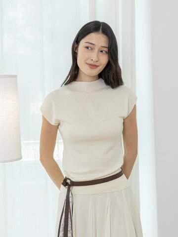 LS_Crew neck sleeveless knit top_2color