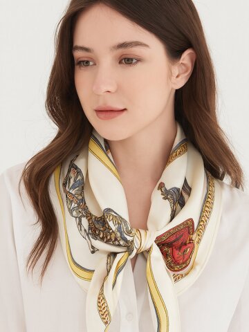 마틸루 클래식 홀스 패턴 사각 스카프 럭셔리 봄 가을 머플러 S79