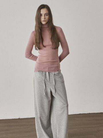 BIELLA WOOL BLEND HIGH NECK KNIT TOP - PINK(09/22예약배송)