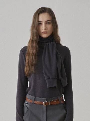 WOOL BLEND BOLERO LAYERED T-SHIRTS - GREY