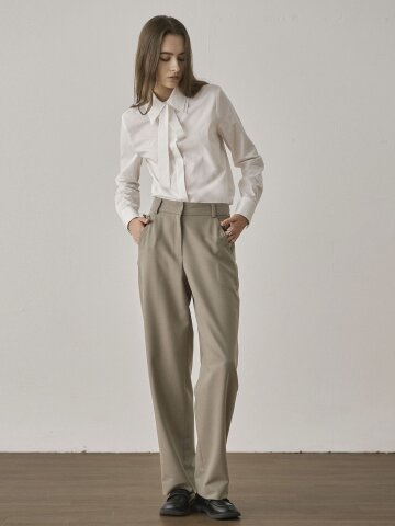 BACK DETAIL WIDE TROUSER - KHAKI