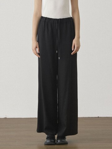 DRAWSTRING WIDE PANTS - BLACK