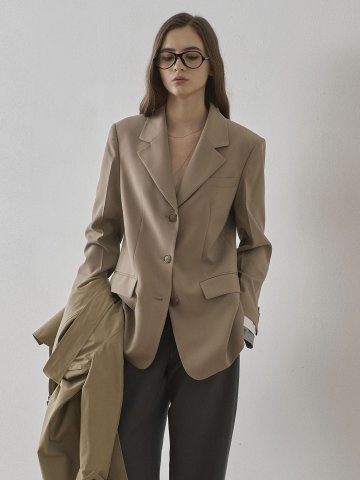 CUFFS DETACHABLE SINGLE BREASTED JACKET - BEIGE