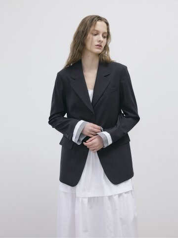 CUFFS DETACHABLE SINGLE BREASTED JACKET - GREY