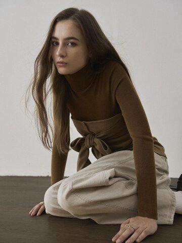 WOOL BLEND BUTTON-UP BUSTIER - CAMEL