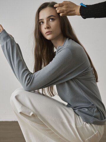 WOOL BLEND BOLERO LAYERED T-SHIRTS - MINT