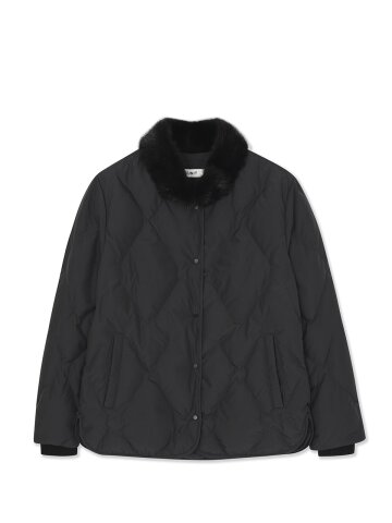 밍크퍼 칼라 루 다운 재킷 (UFKWJA4A3T-BLACK)