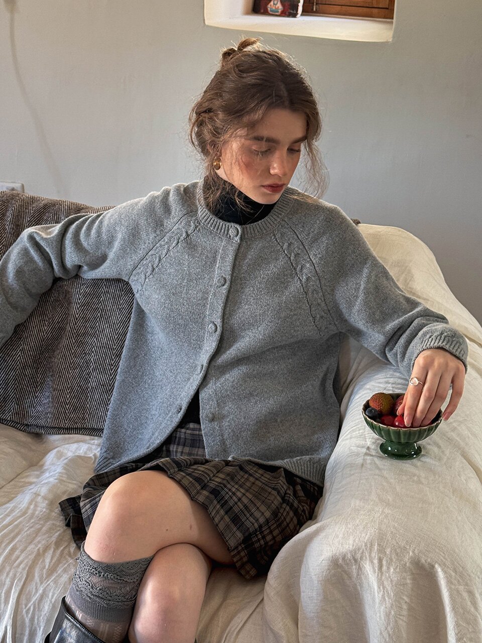 DA_Crew neck cardigan_2color
