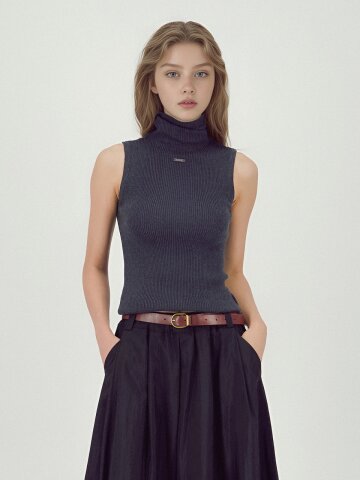 Ribbed Sleeveless Knit _Charcoal