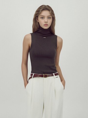 Ribbed Sleeveless Knit _D.Brown