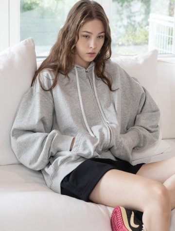 Logo hooded zip-up_2color