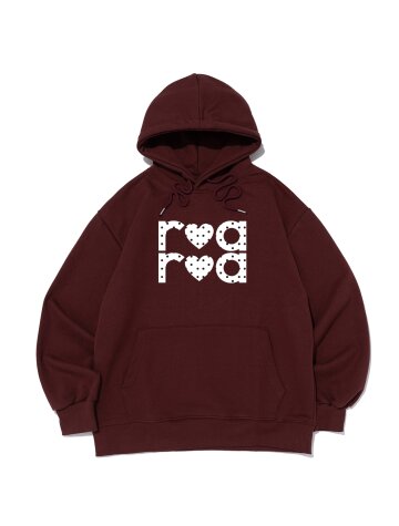 [기모/NO기모] ROA 도트 로고 후드티셔츠 (와인)