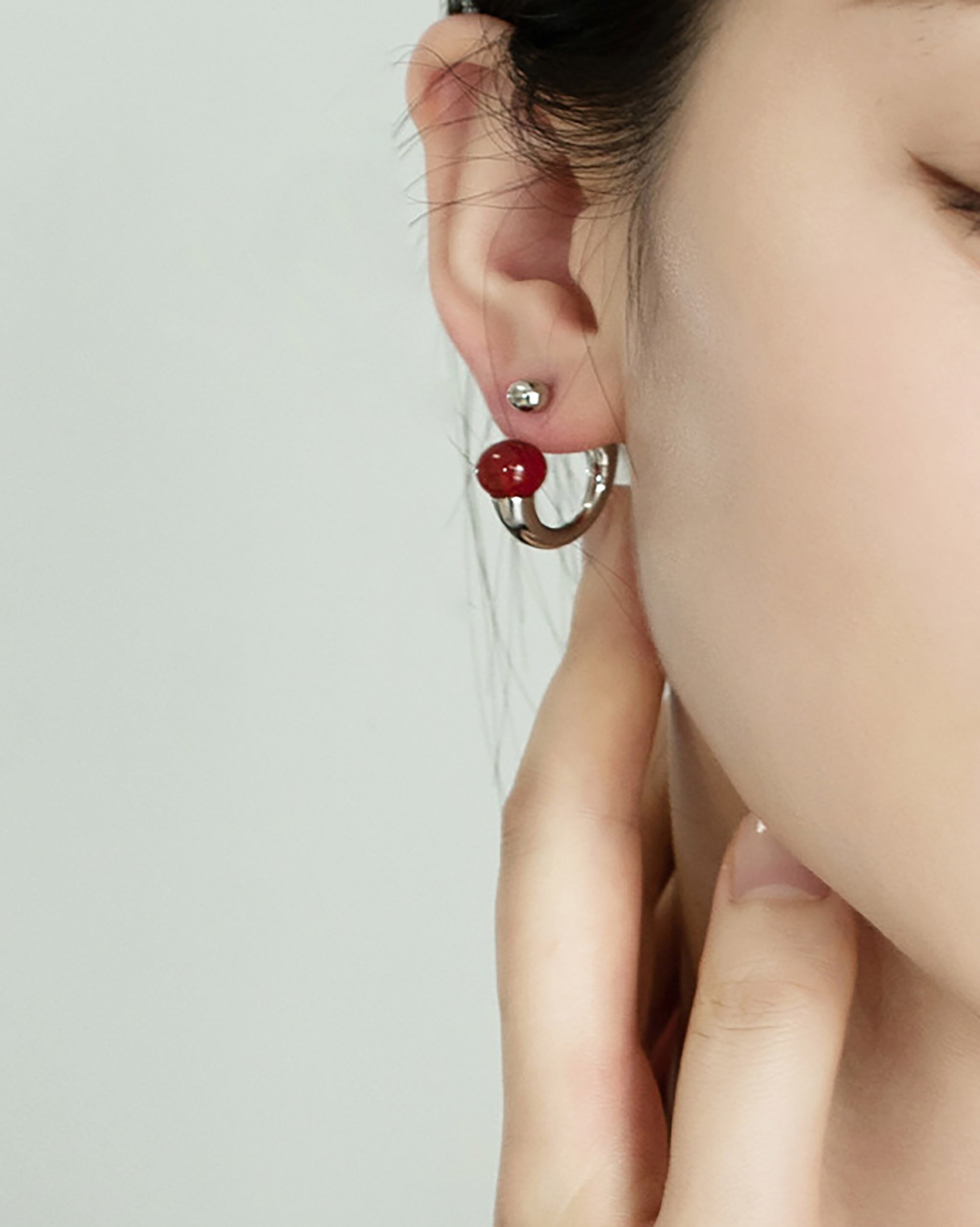 [컨젠] Red Agate Earring 레드 애게이트 이어링