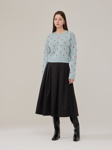 [코엣] 캐시미어 핸드자수 니트 탑