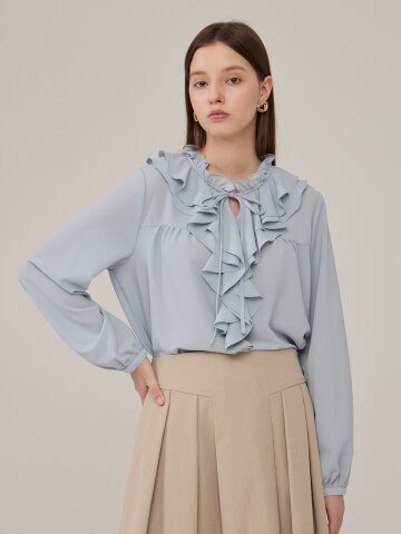 [Coett] 제니 러플 블라우스_스카이블루