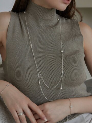 Ariana 스와로브스키 진주 롱 은 목걸이 (925실버)