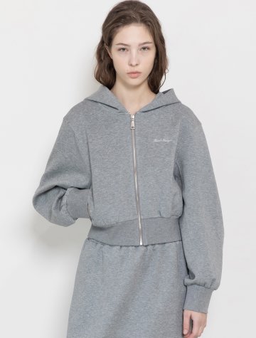 Crop hooded zip-up_2color