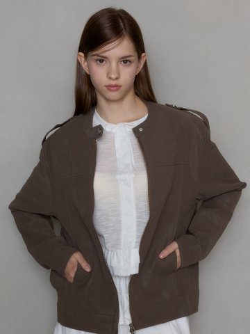 SIREN SYNTHETIC LEATHER RIDER JUMPER_BROWN