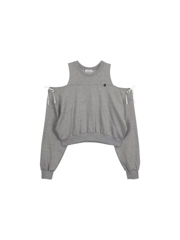 RIBBON CUT OUT SWEATSHIRT_GREY