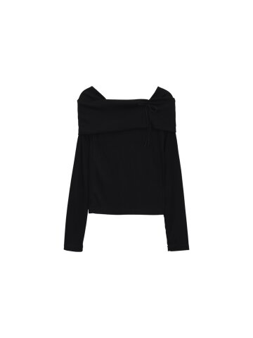 EDGE OFF-SHOULDER T-SHIRT_BLACK