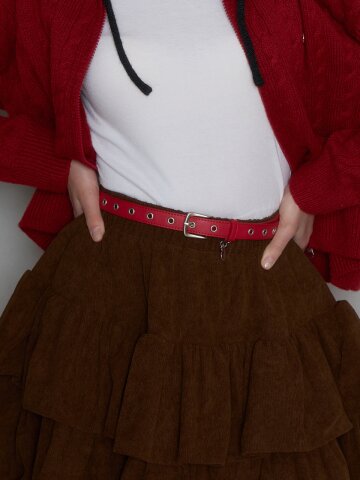 4/13예약배송_BUDDY SIMPLE EYELET BELT_RED