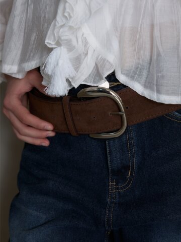 NOVA SYNTHETIC SUEDE WIDE BELT_BROWN