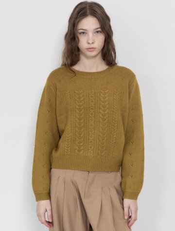 Cable round knit wear_2color