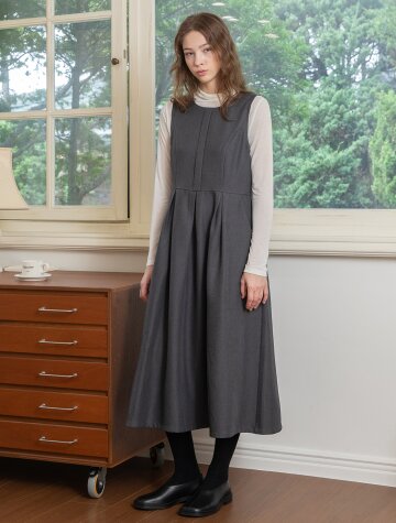 Sleeveless pintuck dress_2color