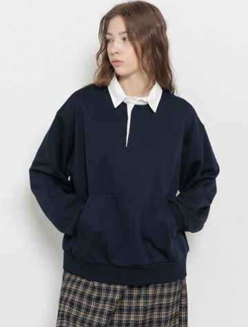 Collar sweat shirt_Navy