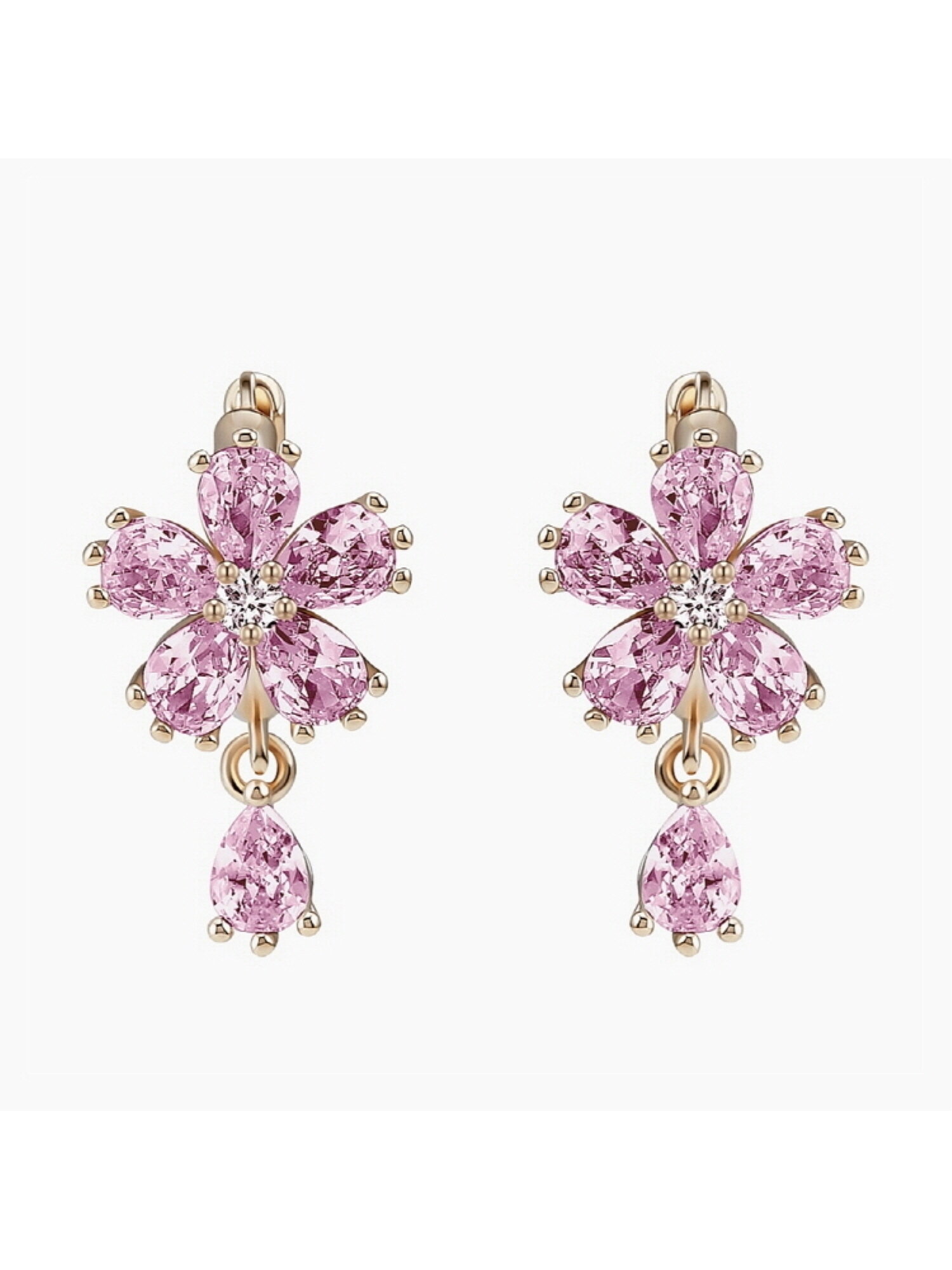칼리아 귀걸이 MGER0339 14K Gold Plated (로즈골드+핑크 큐빅)