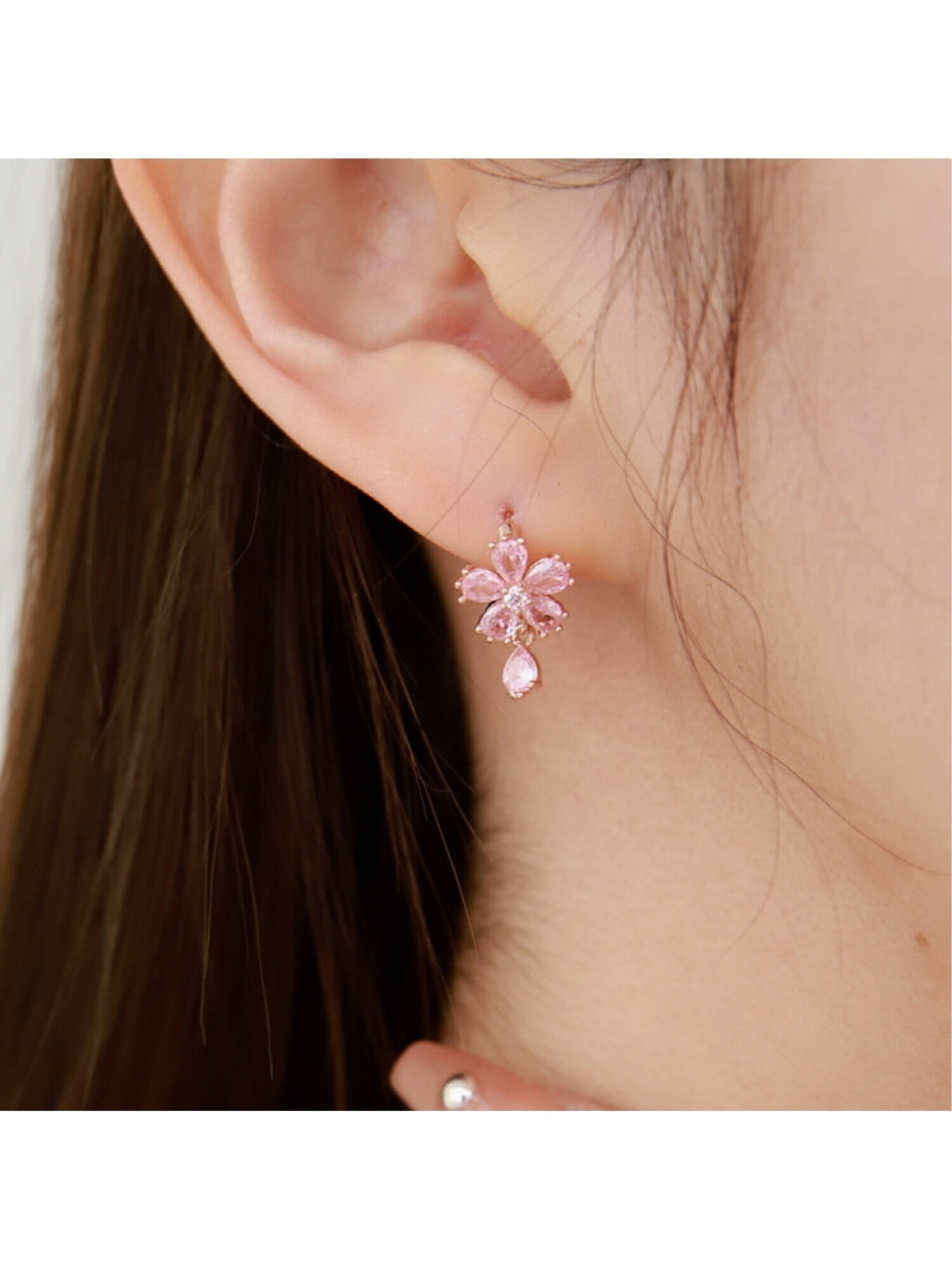 칼리아 귀걸이 MGER0339 14K Gold Plated (로즈골드+핑크 큐빅)