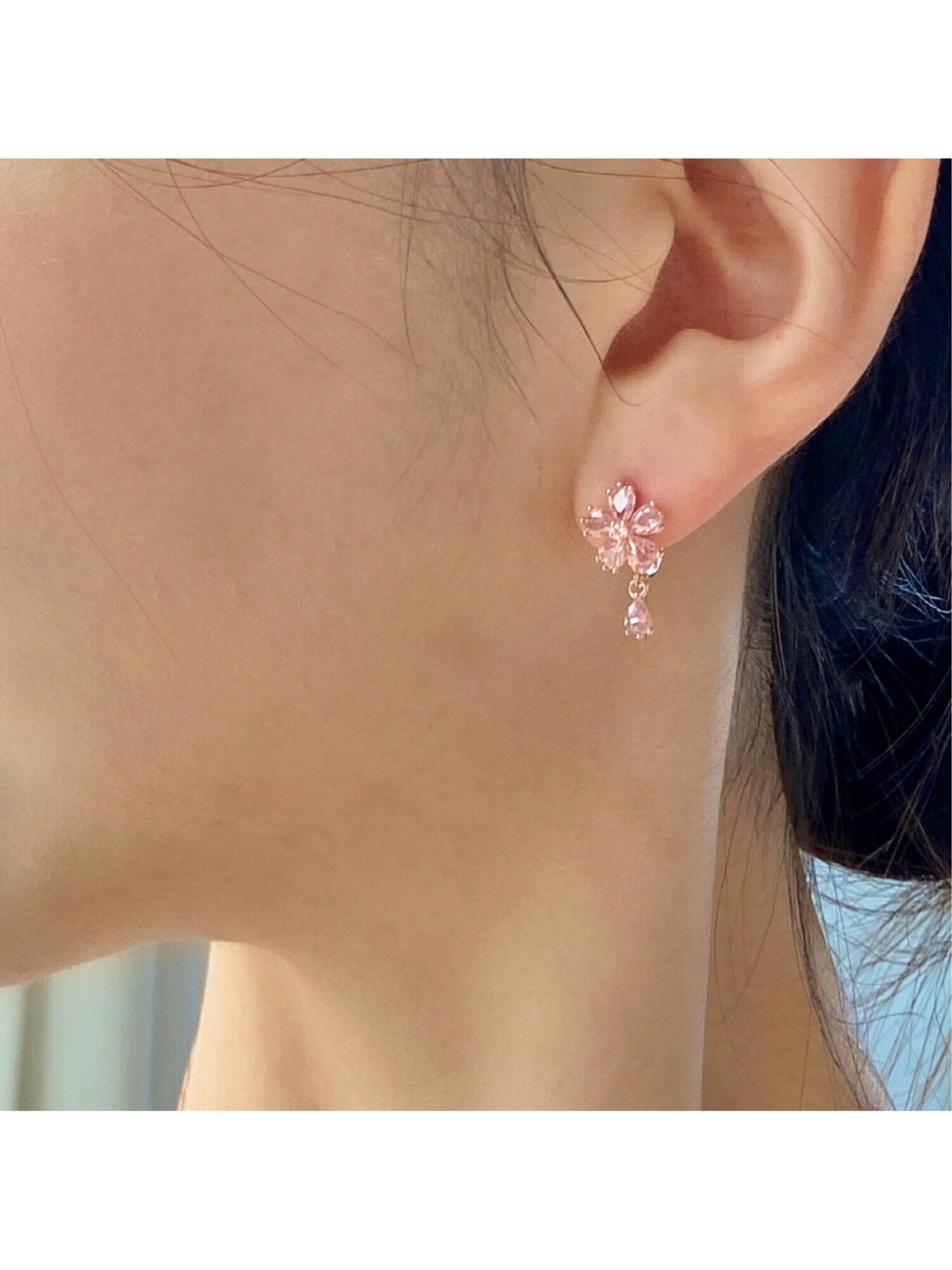 칼리아 귀걸이 MGER0339 14K Gold Plated (로즈골드+핑크 큐빅)