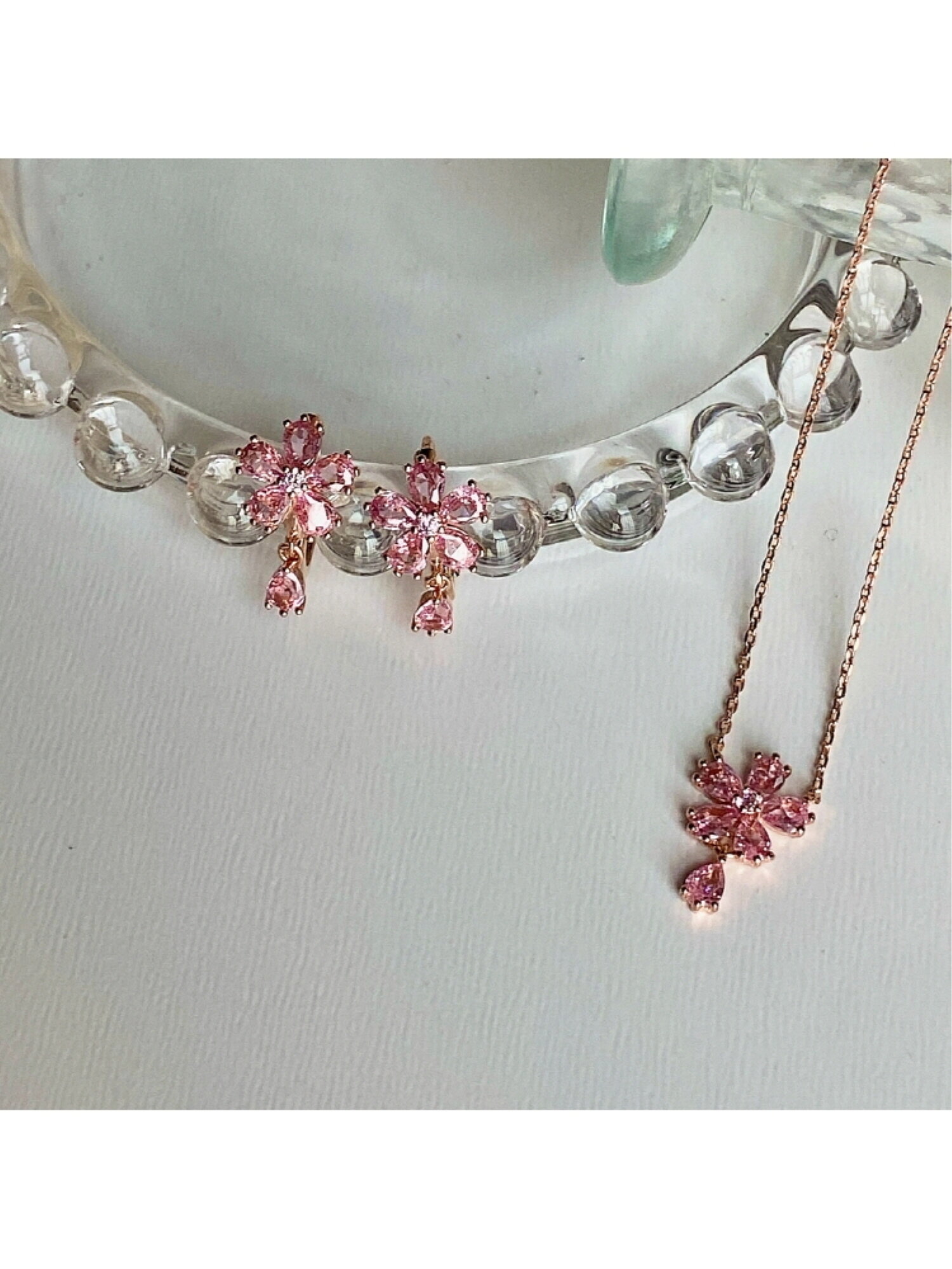 칼리아 귀걸이 MGER0339 14K Gold Plated (로즈골드+핑크 큐빅)