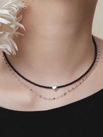 (925실버) Midnight Heart & Flicker 목걸이