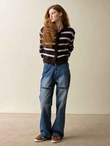 knee length denim pants navy