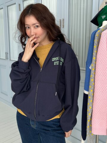 opendoor hooded zip-up navy
