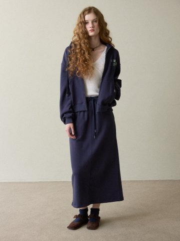 easy long skirt navy