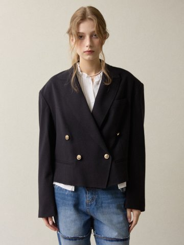 ruffle point jacket black
