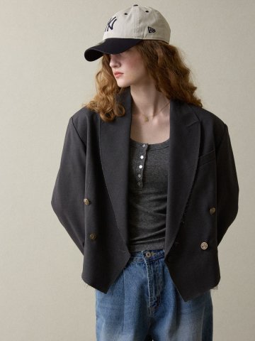 ruffle point jacket gray
