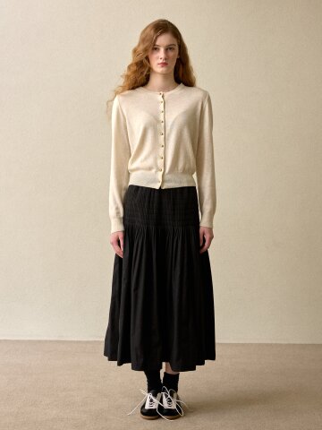 handmade wrinkle pin tuck skirt black