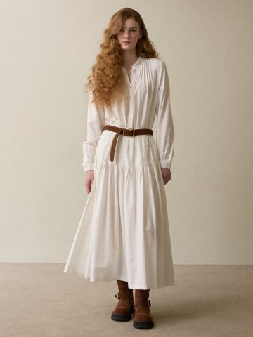 handmade wrinkle pin tuck skirt ivory