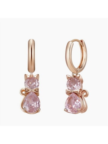 페리스 귀걸이 MGER0366 14K Gold Plated (핑크 큐빅)