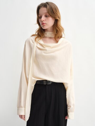 AR_Swing scarf collar blouse_2color