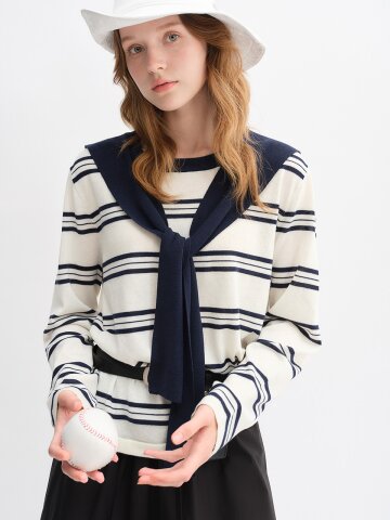 AR_Causal stripe long sleeve top_2color