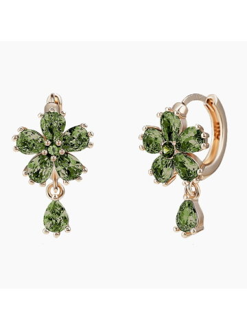칼리아 귀걸이 MGNL0397 14K Gold Plated (로즈골드+그린 큐빅)