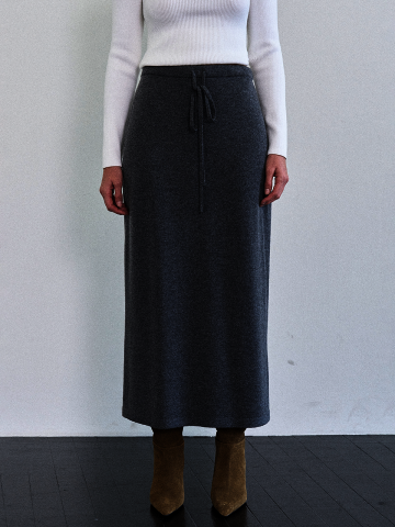 울 캐시미어 니트 밴딩 스커트 (2color)