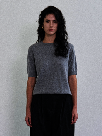 울 캐시미어 반팔 니트 탑 (3color)