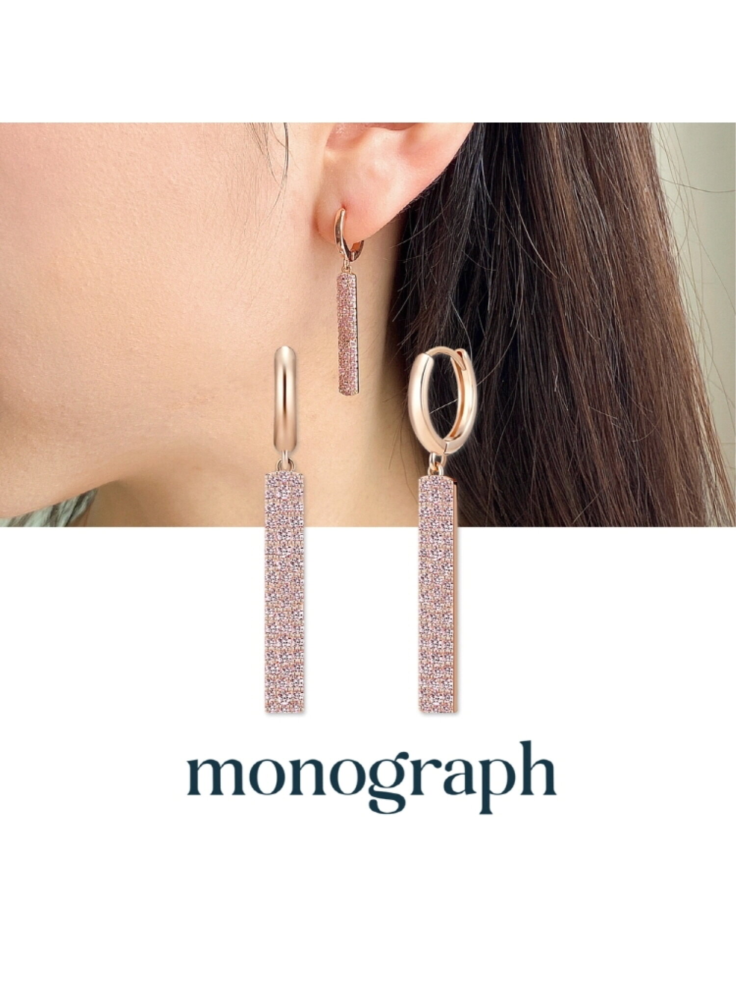 파이퍼 귀걸이 MGER0399 14K Gold Plated (로즈골드+핑크 큐빅)