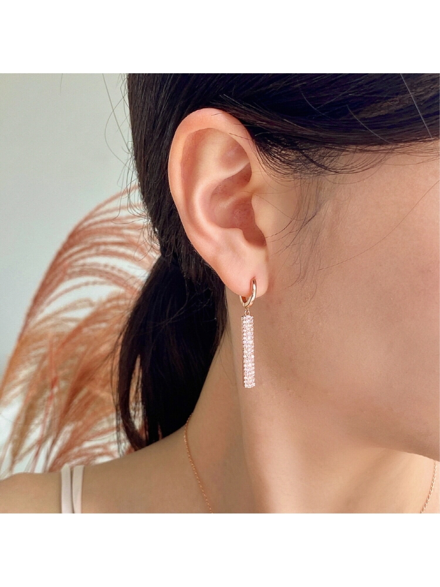 파이퍼 귀걸이 MGER0399 14K Gold Plated (로즈골드+핑크 큐빅)