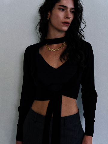 투웨이 벨트 크롭 니트 탑 (2color)